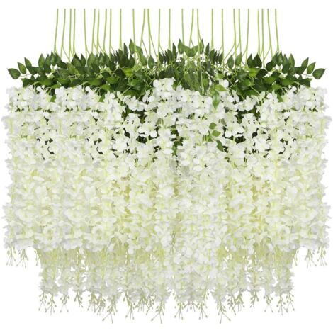 24 Pieces Artificial Flowers Fake Wisteria Vine Silk Wisteria Flowers for Home Garden Party Wedding Decoration (1/5)