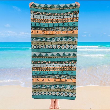 Serviette de plage en microfibre, imprimé bohème, séchage rapide, 140x70 cm (1/5)