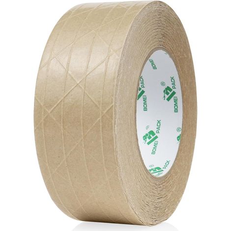 Kraft Paper Reinforced Adhesive Tape 2inch50m Self Adhesive Gummed Packing Tape for Heavy Duty Packaging, Shipping, Moving and Storage (1/5)