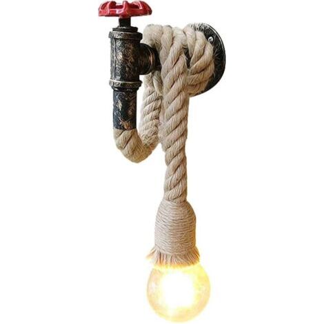 Green Mobility-Chanvre Corde Conduite d'eau Luminaire Industriel Rétro Lampe murale créative lampe 1 Douille E27 Parfait Eclairage Decoratif Applique Murale (1/4)