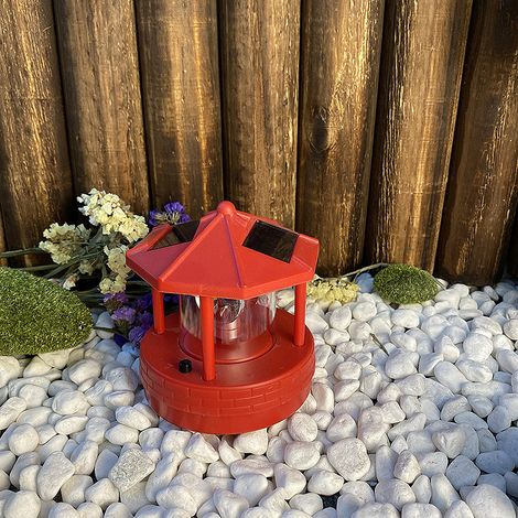 Neues grenzüberschreitendes Produkt: Drehbarer Solar-Lichtturm für Feuertische, LED-Außenbeleuchtung für Garten, Hof und Rasen (Großer roter Strahler) (1/5)