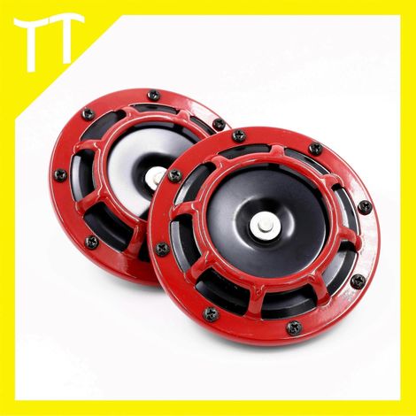 Kit de klaxon électrique compact ultra-puissant 12 V 115 dBCompatible avec les motos et les voitures 2individu/Rouge