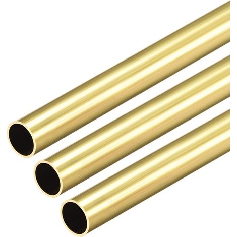 sourcing map Brass Tube Round 300mm Length 9mm External Diameter 0.5mm Wall Thickness Seamless Straight Pipe 3 Pcs (1/4)