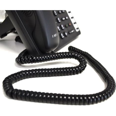 Black RJ10 4P4C Coiled Telephone Cable 5m Flexible Extension for Office and Home (1/5)