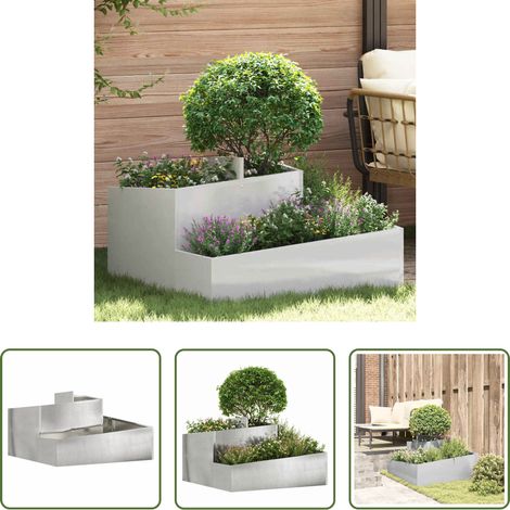 Pot métallique -  Cache-pot de jardin Argent 80 x 80 x 50 cm Acier inoxydable (1/5)