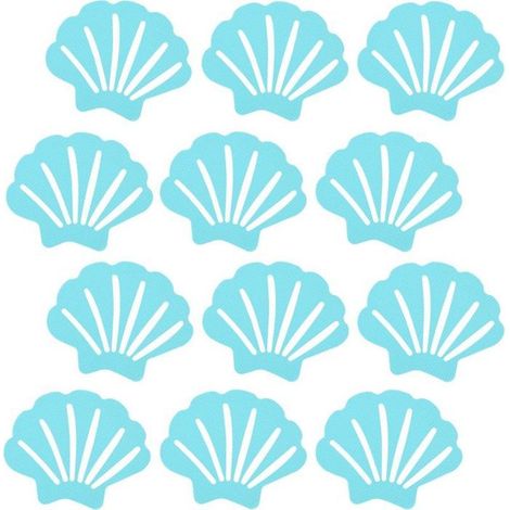 7.7x9cm Lot de 12 autocollants antidérapants en forme de coquille pour salle de bain baignoire piscine bateau sol escaliers (1/5)
