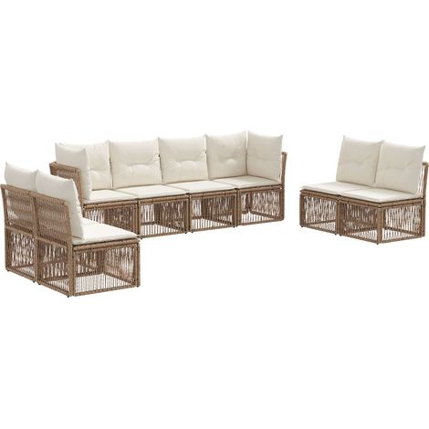 Gartensofa-set 8 pcs Beige Poly-Rattan vidaXL