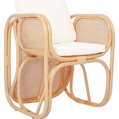 Nordlys - Fauteuil en Rotin Naturel et Tissu Beige (1/5)