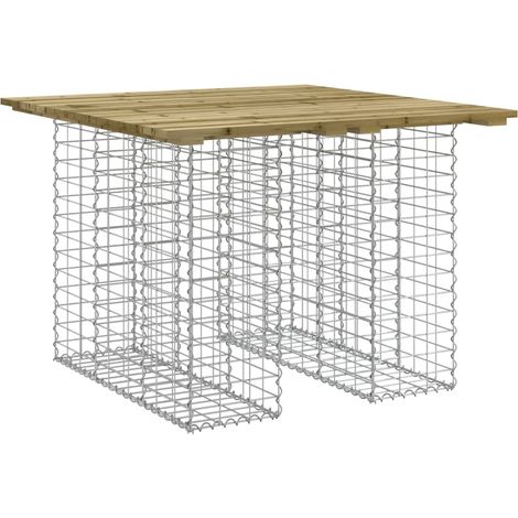 Table de jardin Table d'extérieur Gabion Design 100x102x72 cm Bois de pin imprégné (1/4)