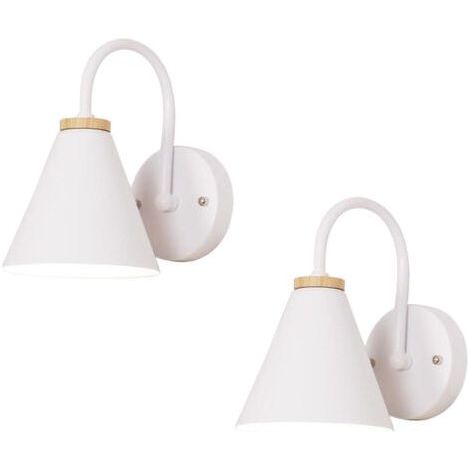 2x Moderne Wandleuchte aus Holz, minimalistische Retro-Wandleuchte (Weiß), nordische Wandlampe für Wohnzimmer, Schlafzimmer, Arbeitszimmer, Veranda, Flur, E27 (1/5)
