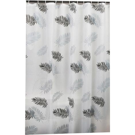 Duschvorhang, 300 x 200 cm, wasserdichtes PEVA, schwarzes Blattmuster, schimmelresistent, Badezimmer (1/5)