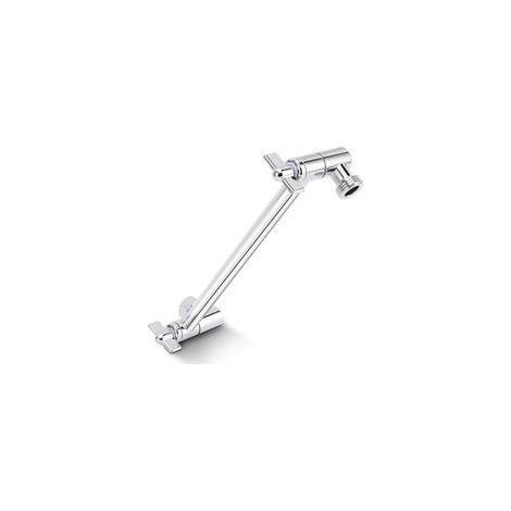 Rallonge de pommeau de douche, 25 cm, bras de douche réglable, montage sans outil, chromé, pour tous les angles de douche, raccord universel G1/2, argenté