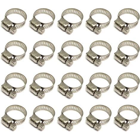 Aiperq 20 Pièces Collier De Serrage Tuyau, Collier De Serrage Tuyau Réglable 12-20mm, 304 Collier De Serrage Inox, Collier Serrage Métallique, Pour Tuyau, Home Gaz, Famille Tuyau D'eau, Câble, Robinet (1/4)