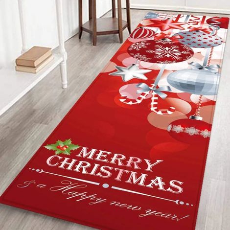 Tapis de Noël, Tapis décoratif de Noël, Tapis de pied Joyeux Noël, Décoration de fête pour salon (60180 cm, A3) (1/5)