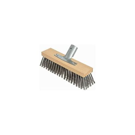 Balai Balai en poil d'acier, 30 cm avec support de manche en métal - Ø 28 cm - tête balai brosse - corps en bois de hêtre haute qualité