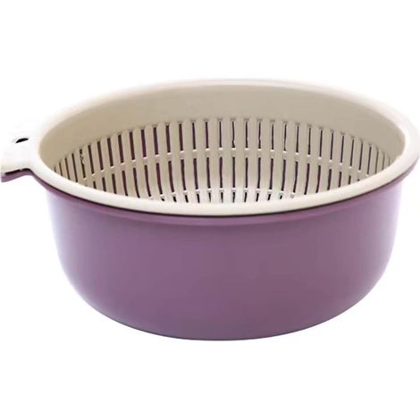 2-in-1 Küchen-Abtropfkorb-Set mit Obstwaschschale und Sieb, doppellagiger Abtropfkorb für Obst und Gemüse