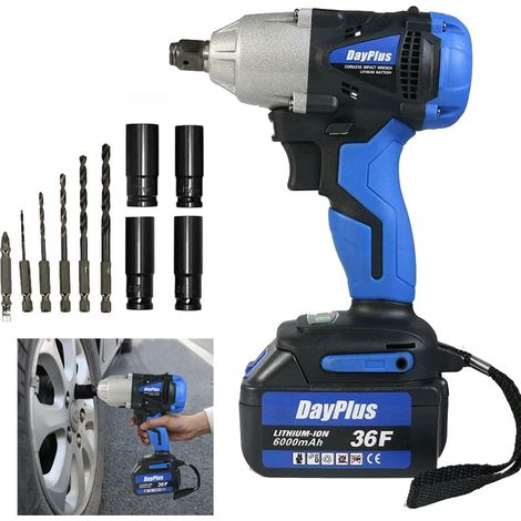 1 / 2 pouce sans fil impact Driver Kit 420nm couple élevé avec 21v 6.0ah batterie, écrous d'entraînement d'impact 4 écrous, 14 / 17 / 19 / 22mm, 2 vitesses d'entraînement d'impact réglable avec boîtie (1/5)