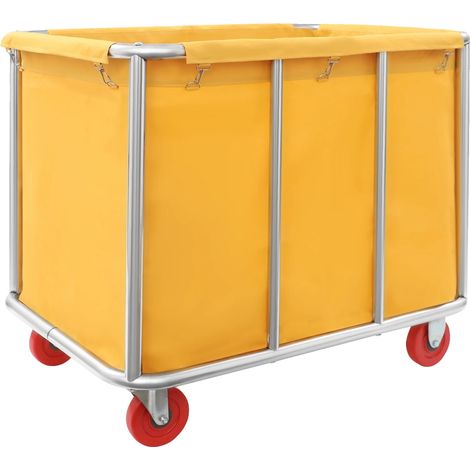 Carro de lavandería, construcción resistente, fácil movilidad, AMARILLO (1/2)