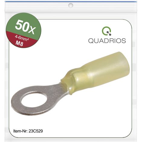 Quadrios 23C529 Ringkabelschuh  Querschnitt (max.)=6 mm² Loch-Ø=8.5 mm Teilisoliert Gelb 50 St.