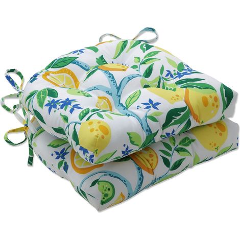 Lot de 2 Grands Coussins de Chaise d'extérieur et d'intérieur Jaune citronnier 43,2 x 44,5 x 10,2 cm (1/5)