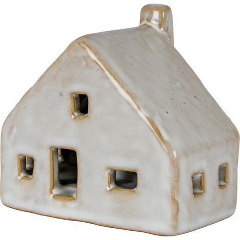 Nook Cottage with LED Light - Ceramic - L7 x W5 x H7 cm - White