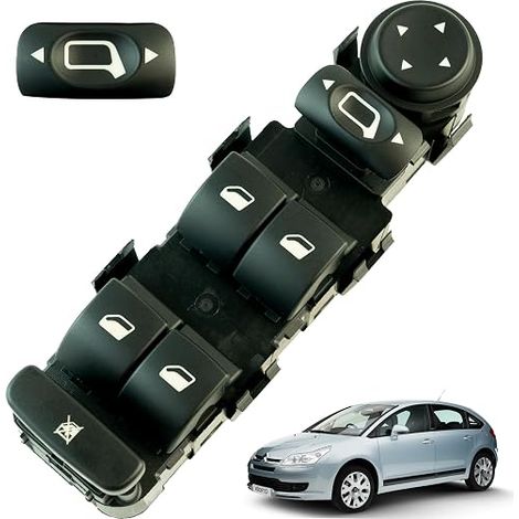 Interruptor del elevalunas compatible con Citroën C4 (1) (2004-2010). Delantero izquierdo (lado del conductor) sin retrovisores plegables  6554HA (1/5)