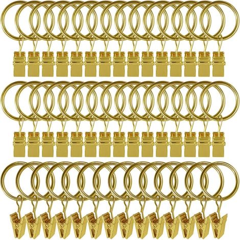 30 anneaux de rideau avec pinces, résistants à la rouille, adaptés aux rideaux de douche et aux stores (3,538 mm) (1/5)