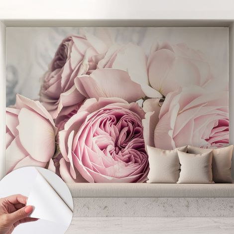 Papier peint autocollant avec imprimé pour cuisine facile à appliquer pour mur a motif Roses roses 208x146 cm (1/5)