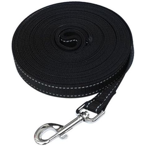 Laisse de pistage pour chien 10 mètres, réfléchissante, robuste, couleur noire, lot de 2 pièces (1/4)