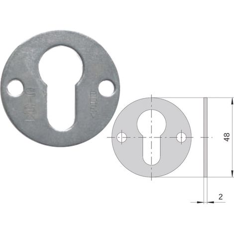 Bocchetta in acciaio zincato sagomate 06075 00 - mm.48, spessore mm.2 (06075000)