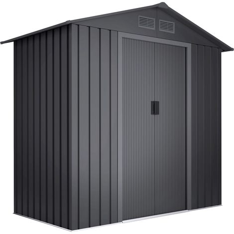 Wasabi – Abri de jardin métal 2,57m2 – Structure en acier zingué – Double porte coulissante – Dimensions 196x131x196cm – Rangement extérieur sécurisé (1/5)