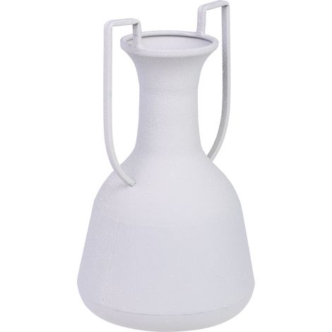 Jarrón de metal blanco con 2 asas 19x19x33h cm (1/5)