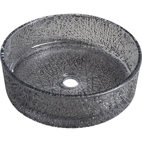 Vasque à poser en verre gravé ERSEL dia. 39,5cm, noir (1/4)