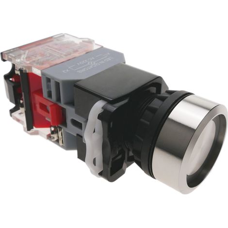BeMatik - Bouton-poussoir 22mm 500V 10A de verrouillage avec lumière LED et loquet (1/5)