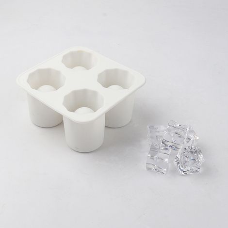 Moule à glaçons cylindriques (caoutchouc/plastique) – 100 x 100 x 55 mm – Idéal pour cocktails et boissons fraîches – Démoulage facile (Blanc) (1/5)