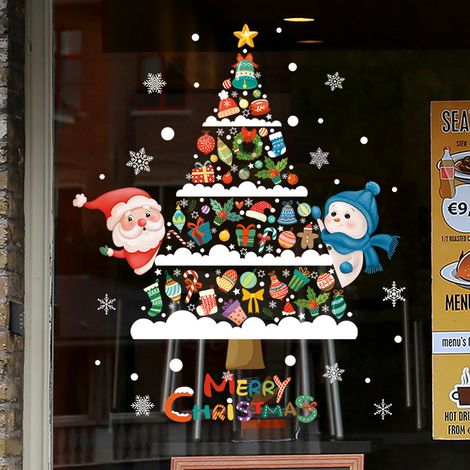 1 PC Christmas Window Sticker, Christmas Decoration Window Sticker, Christmas Tree Sticker, Reusable Removable PVC Window Sticker, Suitable for Indoor Christmas Decoration (1/4)