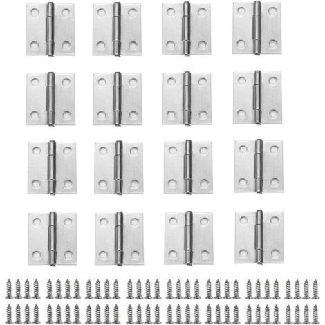 Charnière pour meuble,30Pcs Charnière Inox Paumelle Porte à 4 Trous Avec Vis Pour La Maison Meubles Matériel Armoire Garde Porte Tiroir,Argent (1/5)