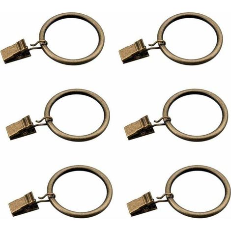 Ensemble de 30 anneaux de rideau en bronze avec clips, crochets décoratifs métalliques renforcés avec œillets, adaptables pour tringle de 1 1/4 pouce, pour rideaux et salle de bain (1/5)
