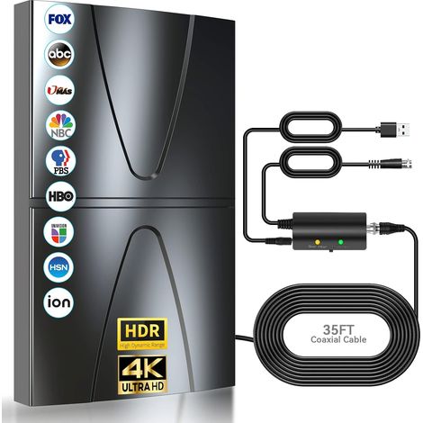 Antenne TV Intérieure Puissante 700Km+, 2026 Antenne TNT Intérieure Avec Amplificateur, Antenne HDTV 360° Pour La Réception Des Chaînes Locales, Compatible Avec 8K 4K 1080P, Câble 10m (1/5)