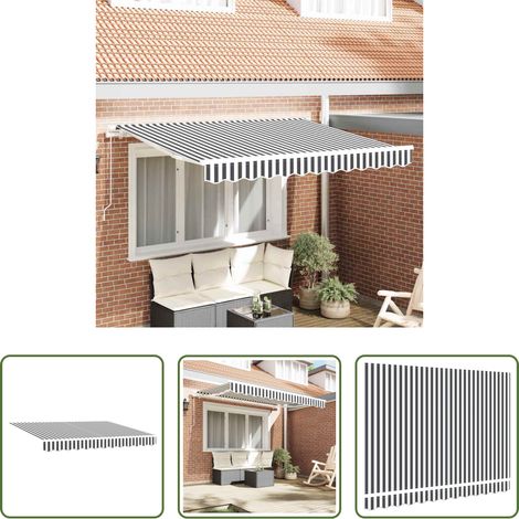 vidaXL Ombrage extérieur - Toile de rechange pour auvent Anthracite et blanc 3,5 x 2 m (1/5)