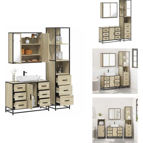 3-tlg. Badmöbel-Set Sonoma-Eiche Holzwerkstoff - Badmöbel Set - Badmöbel Sets - Badezimmermöbel-Set - Badezimmerschrank (1/5)