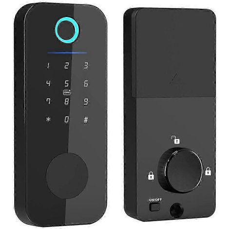 Serrure électronique intelligente Tuya avec télécommande via application, clé et pêne dormant à empreinte digitale. WHBYV (1/4)