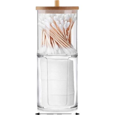 Boîte de Rangement en Acrylique, Couvercle en Bambou, Organisateur Polyvalent, A (1/2)