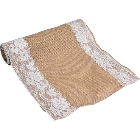 Chemin de table 30 x 275 cm, nappe en lin à dentelle florale, décoration intérieure (1/5)
