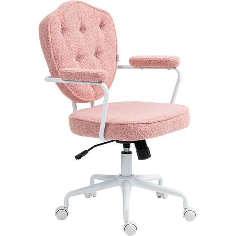Silla de Oficina, Silla de Escritorio Ergonómica con Función Mecedora, Funda con Botones, Silla para Computadora de Altura Regulable con Función Giratoria, para Oficina en Casa, Polar de Oso de Peluch