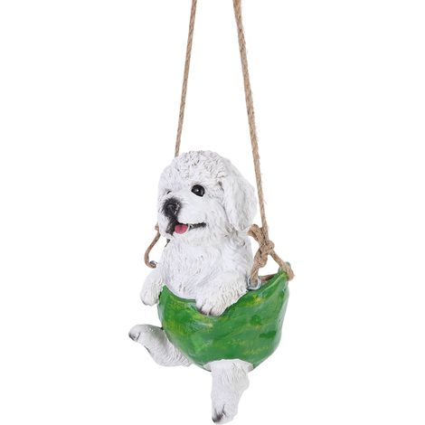 Figurine décorative en résine haute définition pour jardin, animal se balançant sur une balançoire, chien. (1/5)
