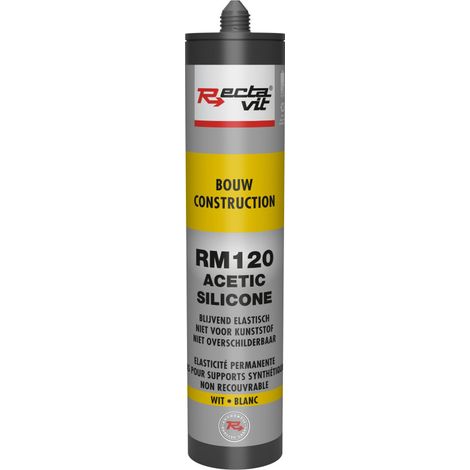 RM 120 construction acetic silicone - Mastic d'étanchéité - Rectavit - Cartouche de 310 ml Blanc