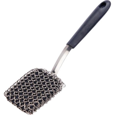 Brosse pour barbecue, brosse de nettoyage à long manche en silicone, outils de nettoyage en acier inoxydable (1/5)