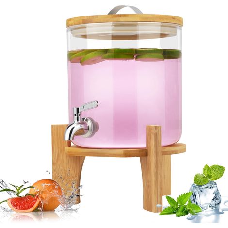 5 L distributeur de boisson en verre avec robinet et support (1/5)