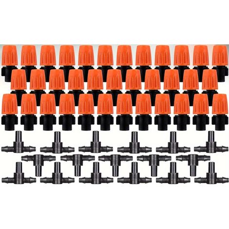 Brumisateur - Débit Réglable - Pression 1,5 à 3 kg - 8 à 10 L/h - Rayon 0,5 M - Plastique Orange - Pour Jardin Pelouse Terrasse - Lot de 100 Pièces (1/5)